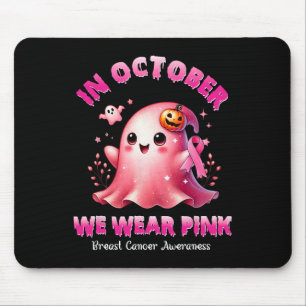 In October We Wear Pink Ghost Witch Breast Cancer Mouse Pad