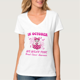 In October We Wear Pink Ghost Witch Breast Cancer T-Shirt