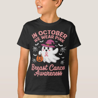 In October We Wear Pink Ghost Witch Breast Cancer T-Shirt