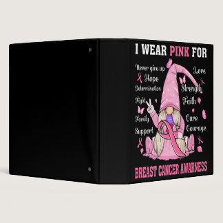 In October We Wear Pink Gnome Breast Cancer Awaren 3 Ring Binder