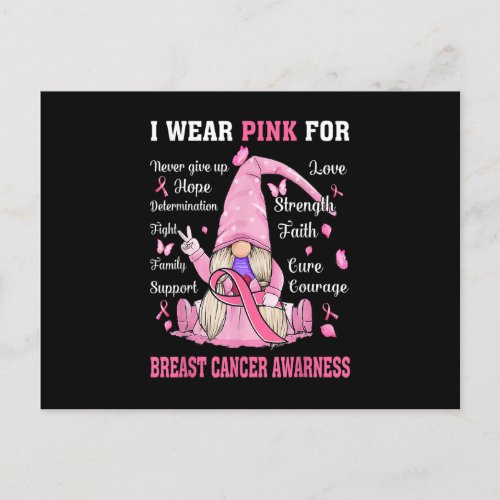 In October We Wear Pink Gnome Breast Cancer Awaren Postcard
