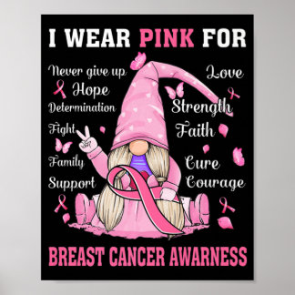 In October We Wear Pink Gnome Breast Cancer Awaren Poster