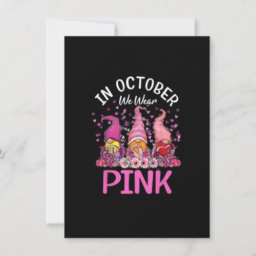 In October We Wear Pink Gnomes Breast Cancer Aware Invitation