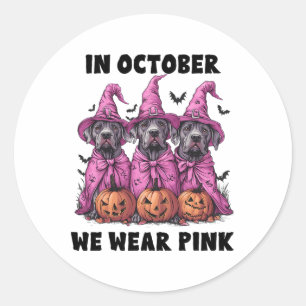 In October We Wear Pink Great Dane Halloween Breas Classic Round Sticker