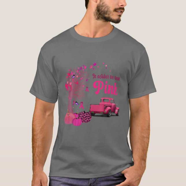 In October We Wear Pink, Halloween Pink Truck Pump T-Shirt (Front)