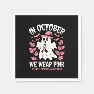 In October We Wear Pink Halloween Witch  Napkins