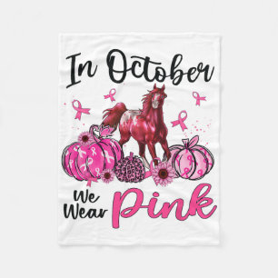 In October We Wear Pink Horse Pumpkin Leopard Brea Fleece Blanket