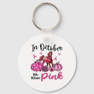 In October We Wear Pink Horse Pumpkin Leopard Brea Keychain