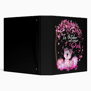In October We Wear Pink Leopard Cat Breast Cancer 3 Ring Binder