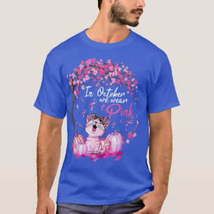 In October We Wear Pink Leopard Cat Breast Cancer  T-Shirt