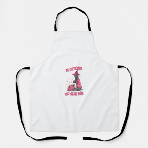 In October We Wear Pink Pitbull Dog Breast Cancer  Apron