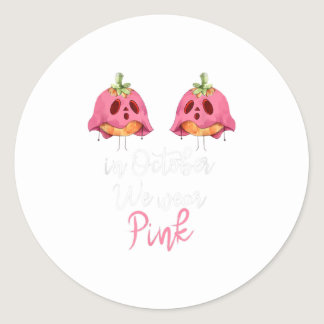 In October We Wear Pink Pumpkin Breast Cancer Classic Round Sticker