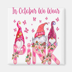 In October We Wear Pink Pumpkin Breast Cancer Hall Magnet