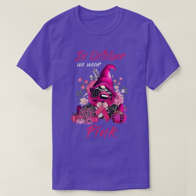 In October We Wear Pink Pumpkin Breast Cancer Hall T-Shirt (Design Front)