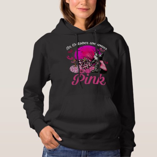 in october we wear pink pumpkin cat breast cancer  hoodie
