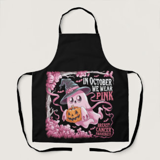 In October We Wear Pink Pumpkin Ghost Apron