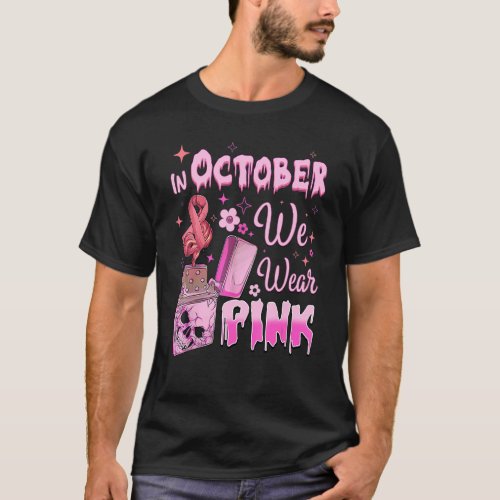 In October We Wear Pink Retro Fire Clipper Lighter T_Shirt