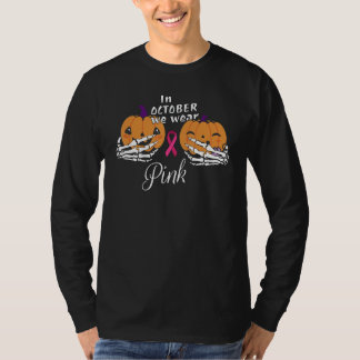 In October we Wear Pink Ribbon Halloween Pumpkins  T-Shirt