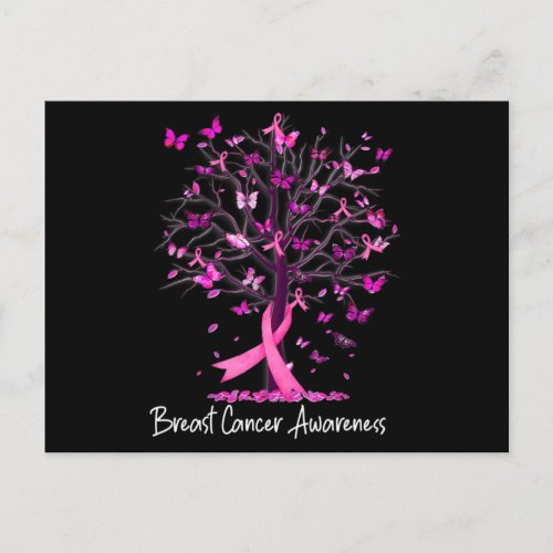 In October We Wear Pink Ribbon Tree Breast Cancer  Postcard
