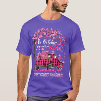 In October We Wear Pink Ribbon Truck Leopard Breas T-Shirt