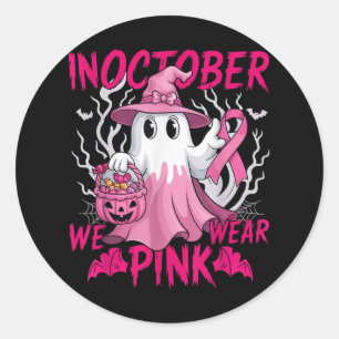 In October We Wear Pink Shirt Breast Cancer Awaren Classic Round Sticker