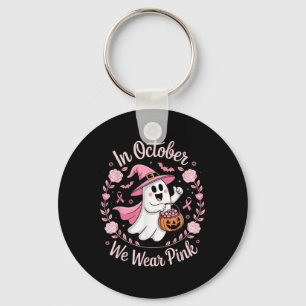 In October We Wear Pink Shirt Breast Cancer Awaren Keychain