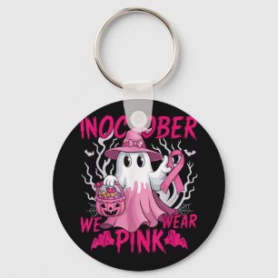 In October We Wear Pink Shirt Breast Cancer Awaren Keychain