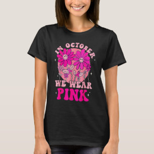 In October We Wear Pink  Smile Flower Groovy Vinta T-Shirt