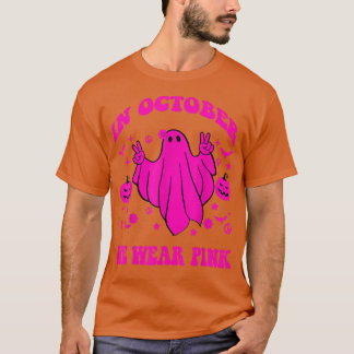 in October We Wear Pink spooky Ghoul Breast Cancer T-Shirt