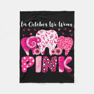 In October We Wear Pink Tooth Leopard Dental Breas Fleece Blanket