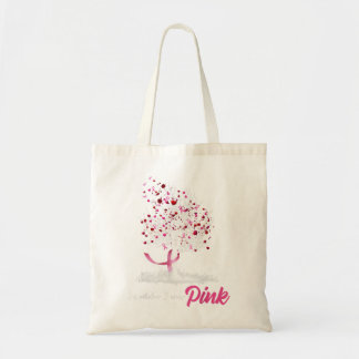 In October We Wear Pink Tree Breast Cancer Awarene Tote Bag
