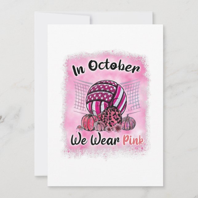 In October We Wear Pink Volleyball Breast Cancer A Thank You Card (Front)