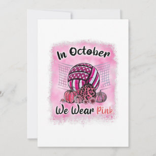 In October We Wear Pink Volleyball Breast Cancer A Thank You Card