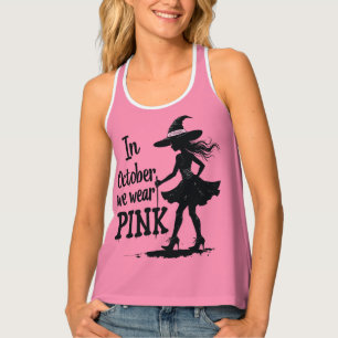In October We Wear Pink Witches Halloween Tank Top