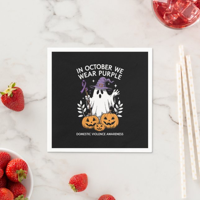 In October We Wear Purple Domestic Violence Ghost  Napkins (Insitu)