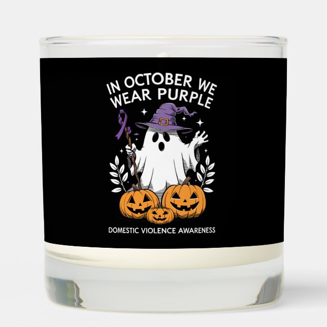 In October We Wear Purple Domestic Violence Ghost  Scented Candle (Front)