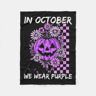 In October We Wear Purple Domestic Violence Vintag Fleece Blanket