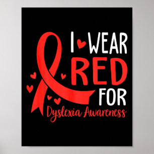 In October We Wear Red Dyslexia Awareness Month _1 Poster