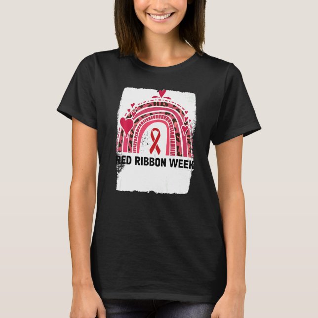 In October We Wear Red Ribbon Week Awareness   T-Shirt (Front)