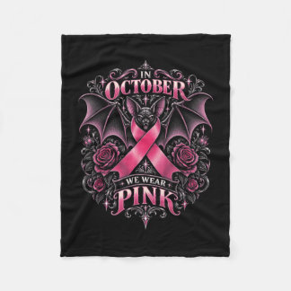 In october wear pink bat ribbon gothic rose fleece blanket