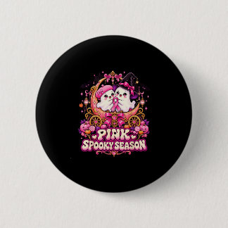 In october wear pink ghost witch breast cancer button
