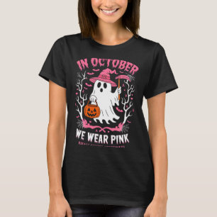 In October Wear Pink Ghost Witch Breast Cancer T-Shirt