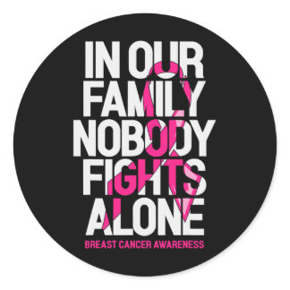 In Our Family Nobody Fights Alone Breast Cancer Aw Classic Round Sticker
