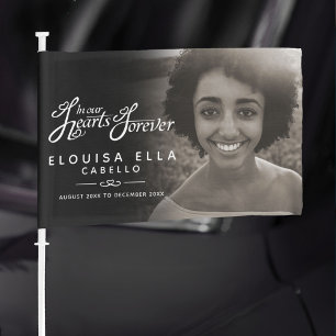 In our hearts forever funeral photo procession car flag