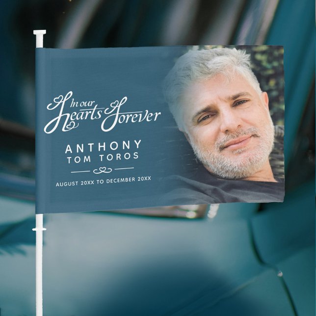 In our hearts forever funeral photo processional car flag (Creator Uploaded)