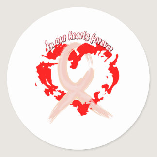 In Our Hearts Forever Pink Ribbon Classic Round Sticker
