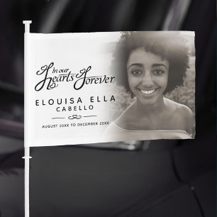 In our hearts funeral photo white procession car flag