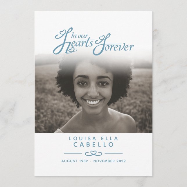 In our hearts funeral program white and blue (Front)