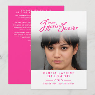 In our hearts funeral program white and pink