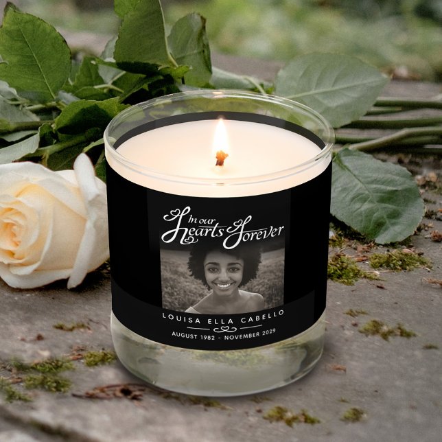 In our hearts remembrance black 2 photos candle (Creator Uploaded)